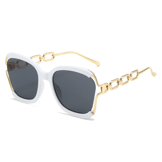 Chains Sunglasses European and American Street Photography Fashion Trend Metal Hollow Brushed Glasses UV400